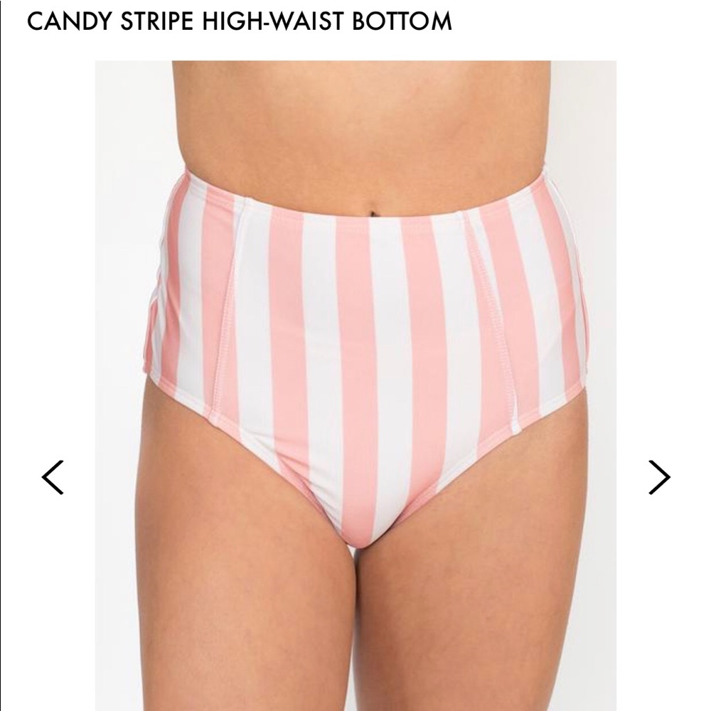 Pink stripe high waist swim bottom